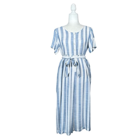 APRIL CORNELL Bahama Stripe Slub Wide Leg Jumpsuit - Picture 1 of 13